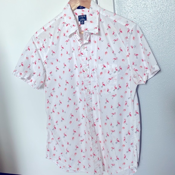 J. Crew Other - Short-sleeve slim flamingo print shirt